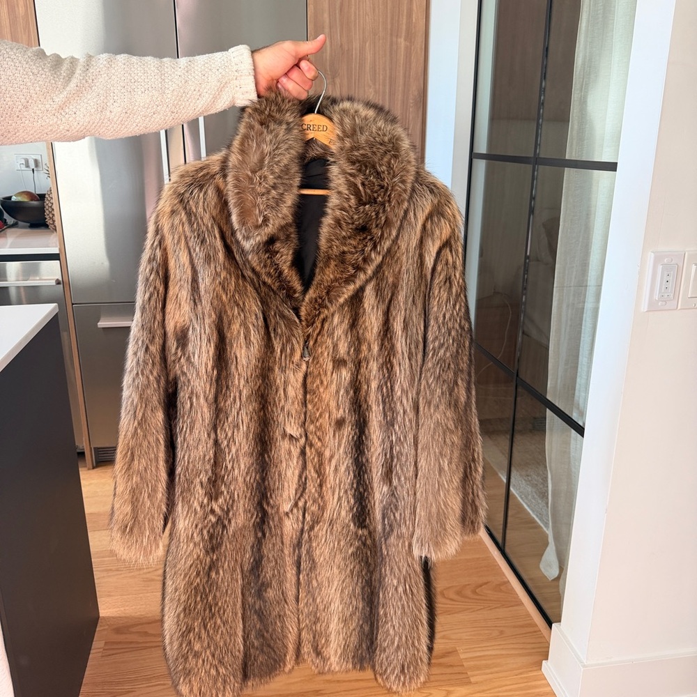 Luxurious Raccoon Brown Fur Coat